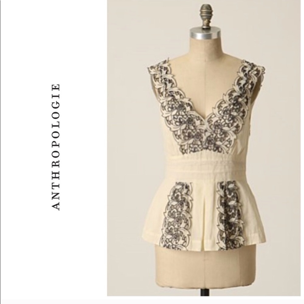 Anthropologie Floreat Anthurium boho peplum tank
